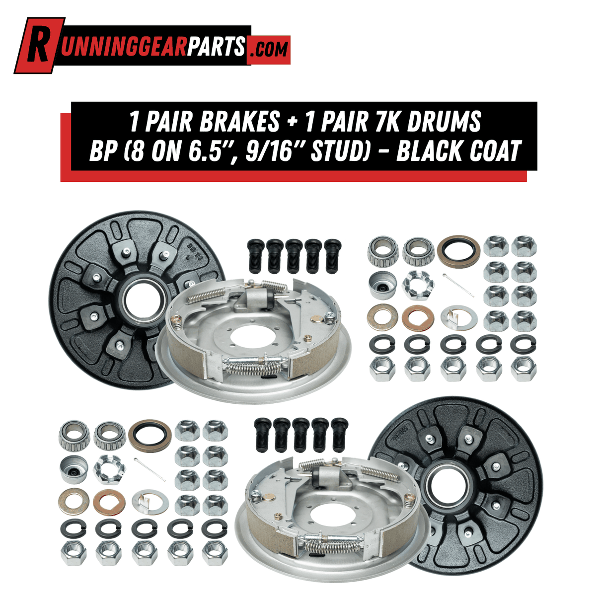 12"x2" Hydraulic Trailer Brakes - Free-Backing - Fits 5.2K-7K Axles - Marine Coated