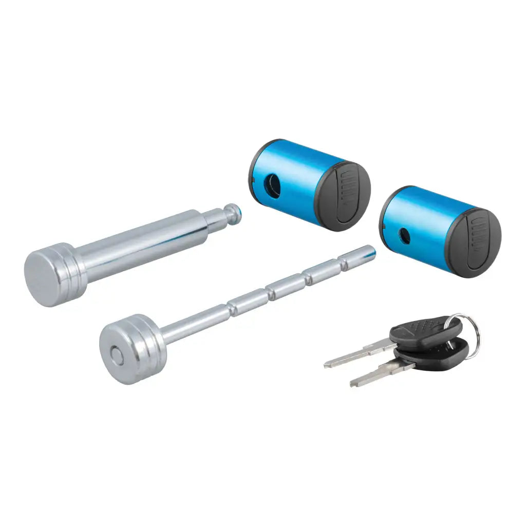 CURT Right-Angle Trailer Hitch and Coupler Lock Kit, Fits 2" Receiver and 1" to 3" Latch, Chrome Finish, 23505
