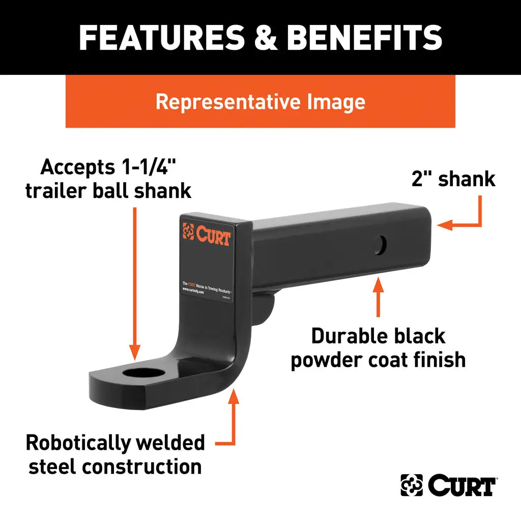CURT Class 4 Ball Mount 2" Shank 10,000 LBS. 8" Drop 9-3/8" Long, 45338