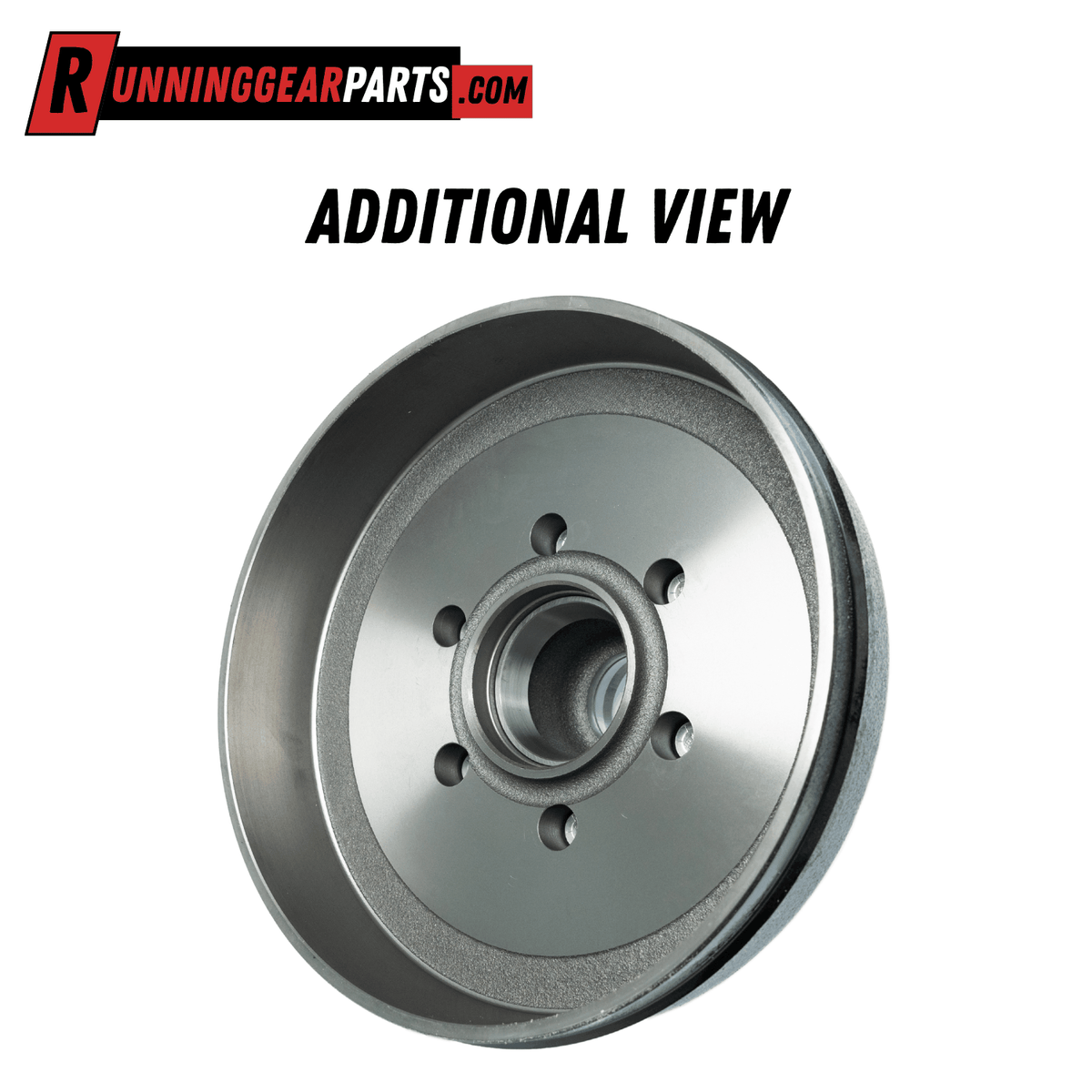 RGP 6,000 lb Trailer Axle hub and drum assembly in silver-gray metal, with a central bore and six stud holes.