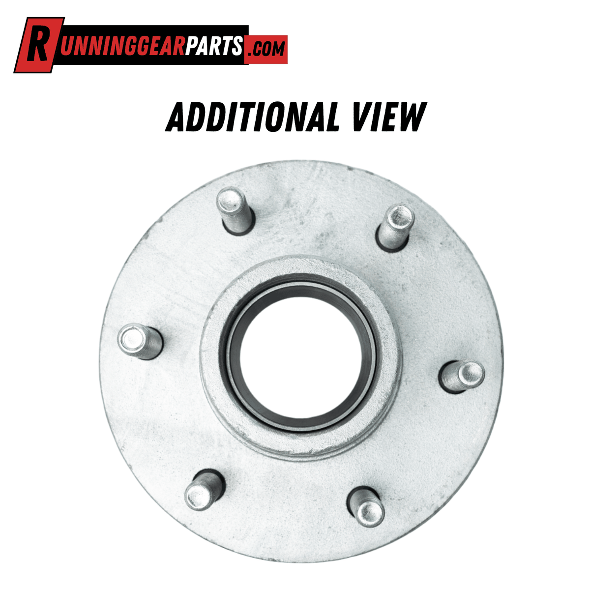 RGP 6,000 lbs Trailer Idler Hub Kit with a silver galvanized metal hub, six studs, and central bearing opening.
