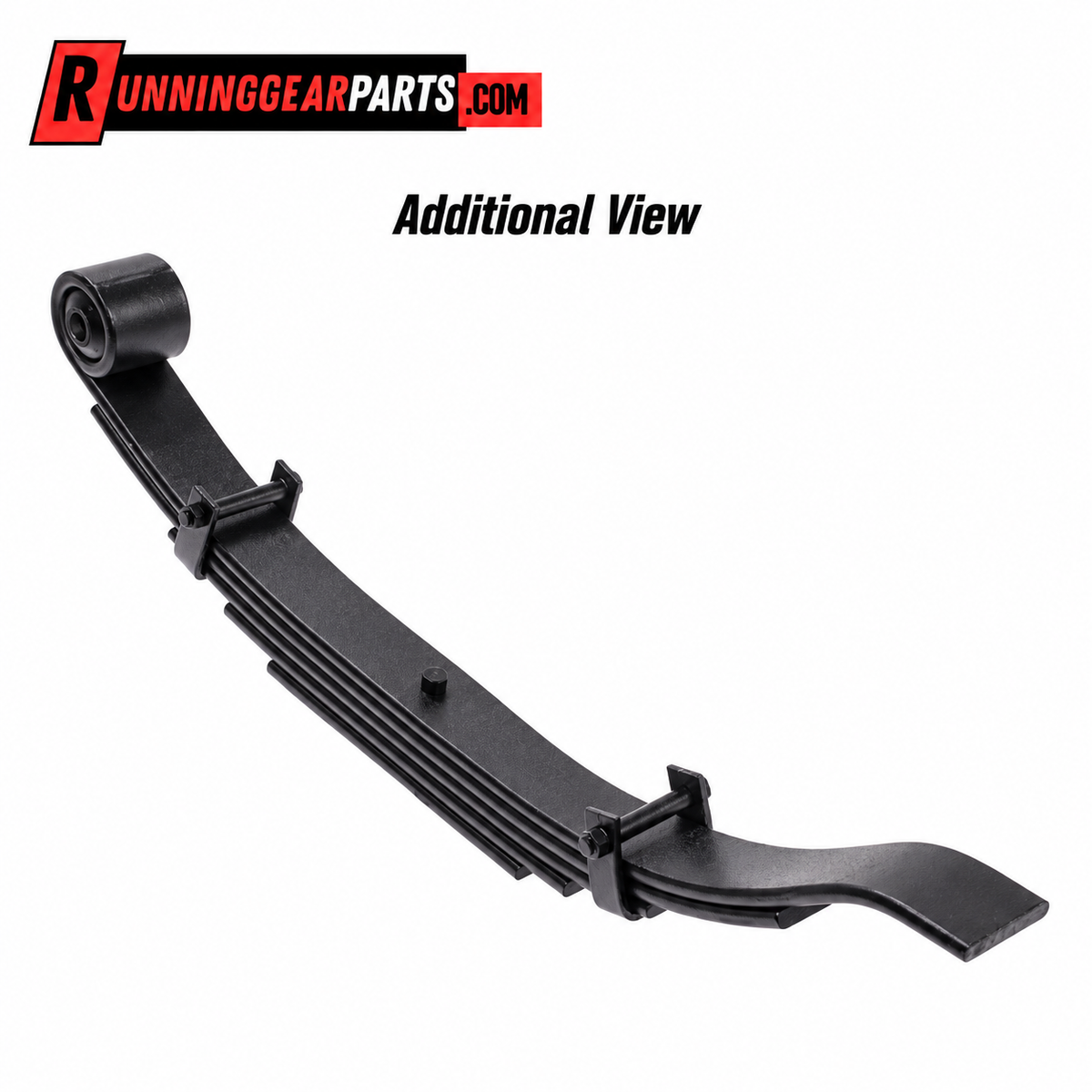black multi-leaf spring coil spring shown from an additional angle