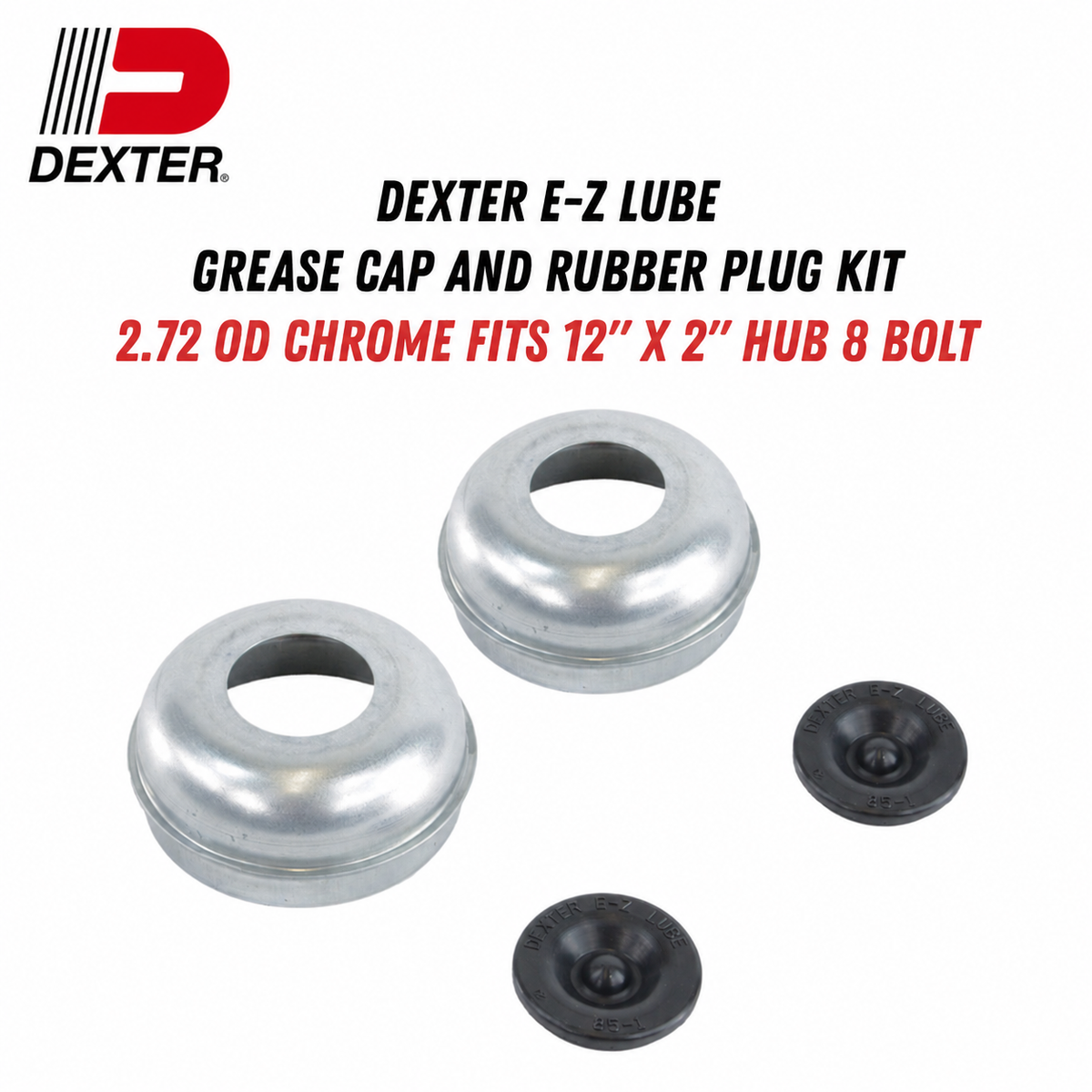 Dexter E-Z Lube grease cap and rubber plug kit for a 12" x 2" hub 8 bolt
