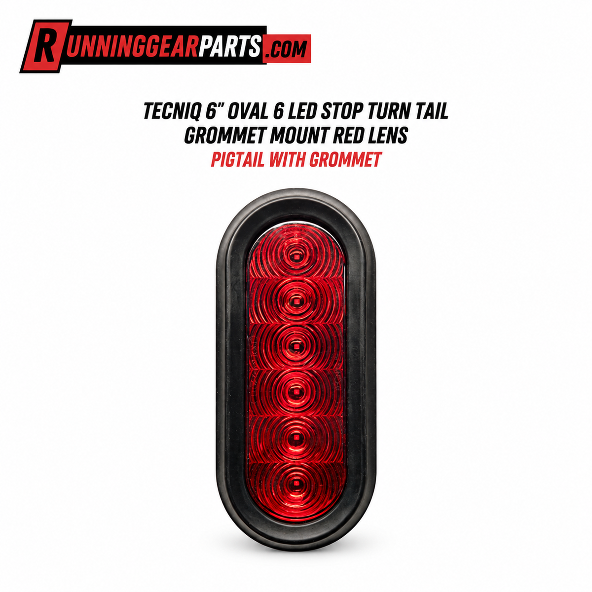 6-inch oval red LED tail light lens