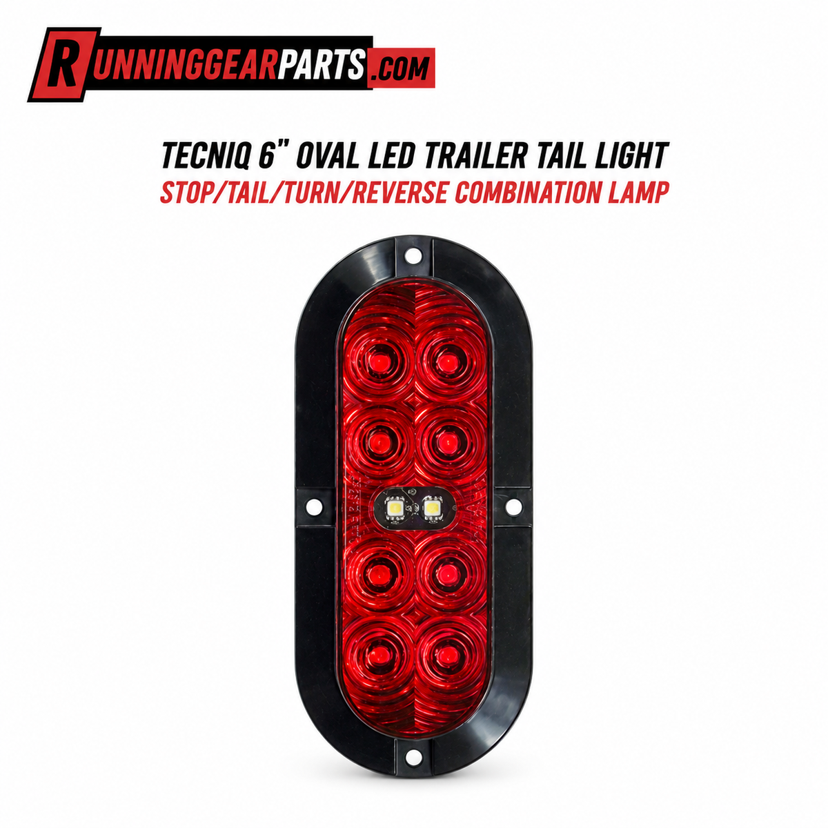 6-inch oval LED trailer tail light with a black housing