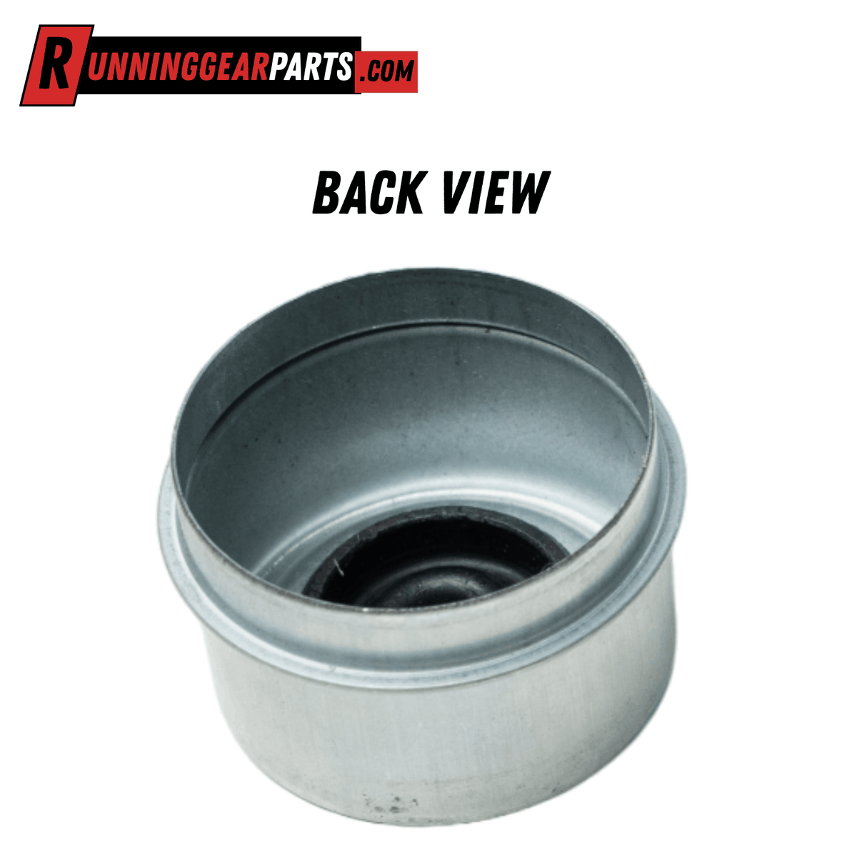 Trailer Axles Greaseable Dust Caps in silver zinc-plated steel, with a black rubber EZ-Lube plug visible inside.