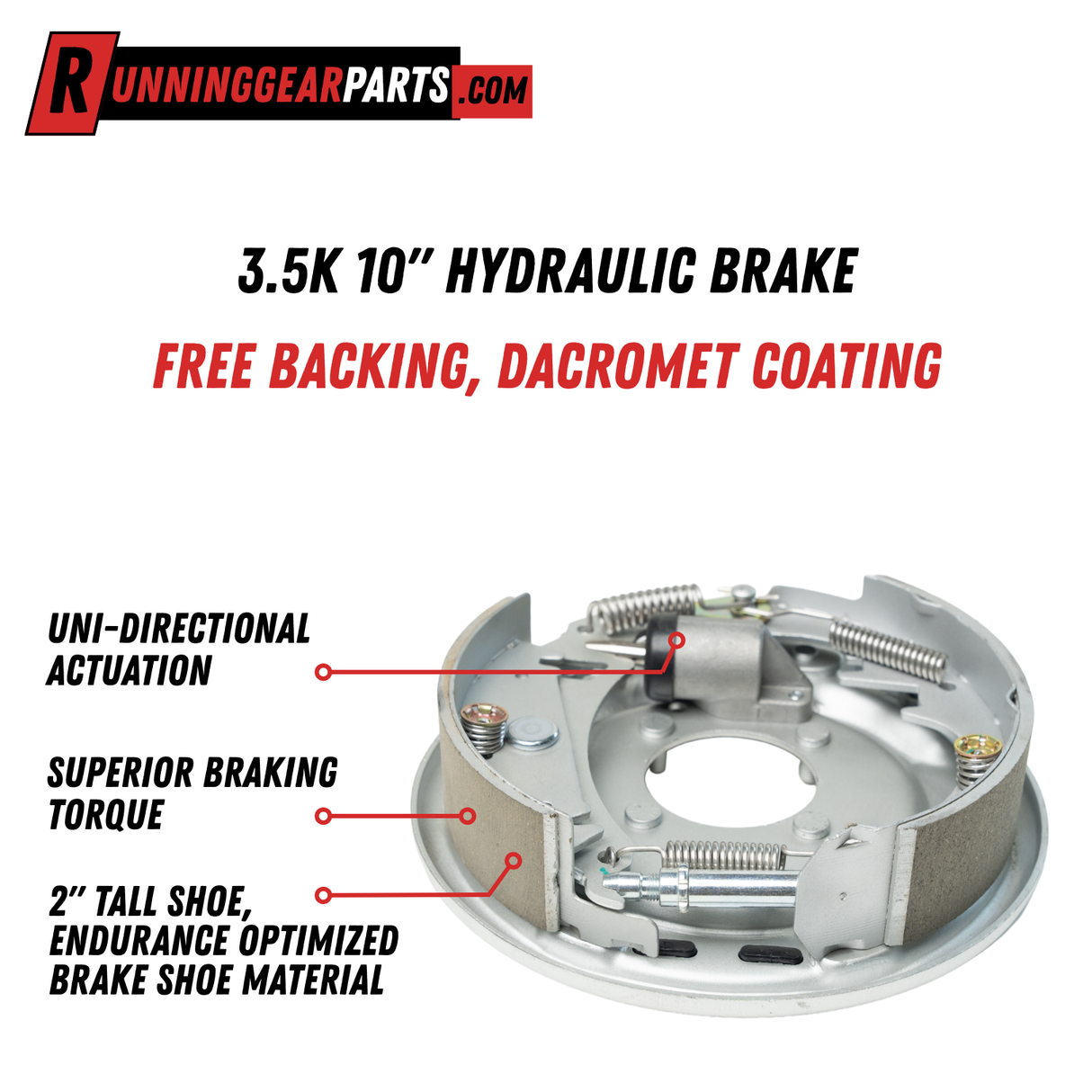 3,500 lb Trailer Axles 10" Hydraulic Brake Free backing, Dacromet Coating