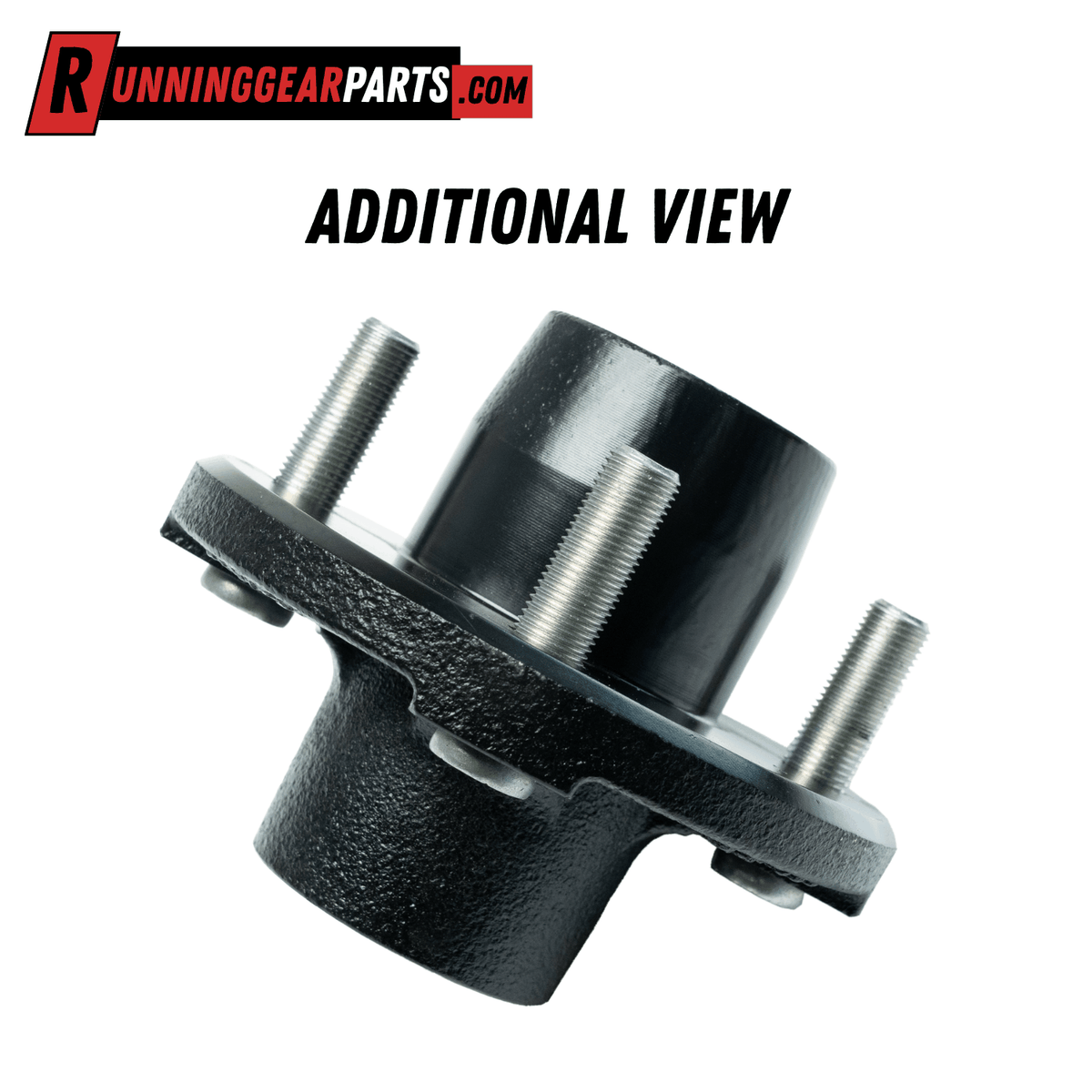 RGP 2000 lb Axle Trailer Idler Hub kit with a black steel finish, textured flange and four silver wheel studs.