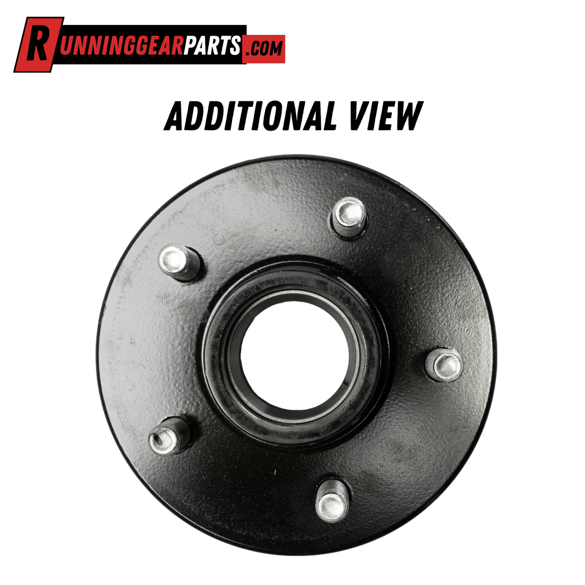 RGP 3,500 lb Trailer Idler Hub Kit, black steel hub with a circular center opening and five silver wheel studs.