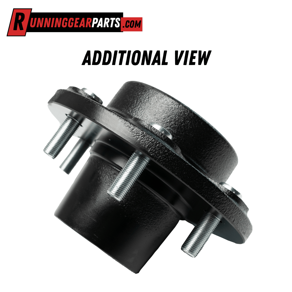 RGP 6000 lb Axle Trailer Idler Hub Kit, black steel hub with a six-stud bolt pattern and silver threaded studs
