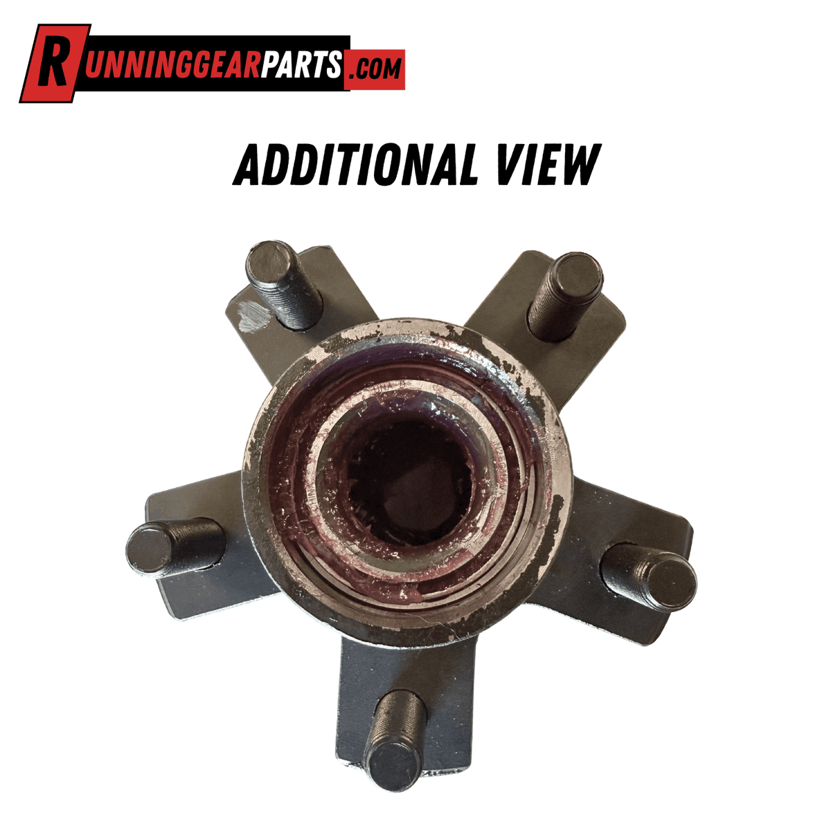 Dexter 2,200 lbs Axle Trailer Idler Hub Kit with a dark painted metal hub, five studs, and a greased central bearing race.