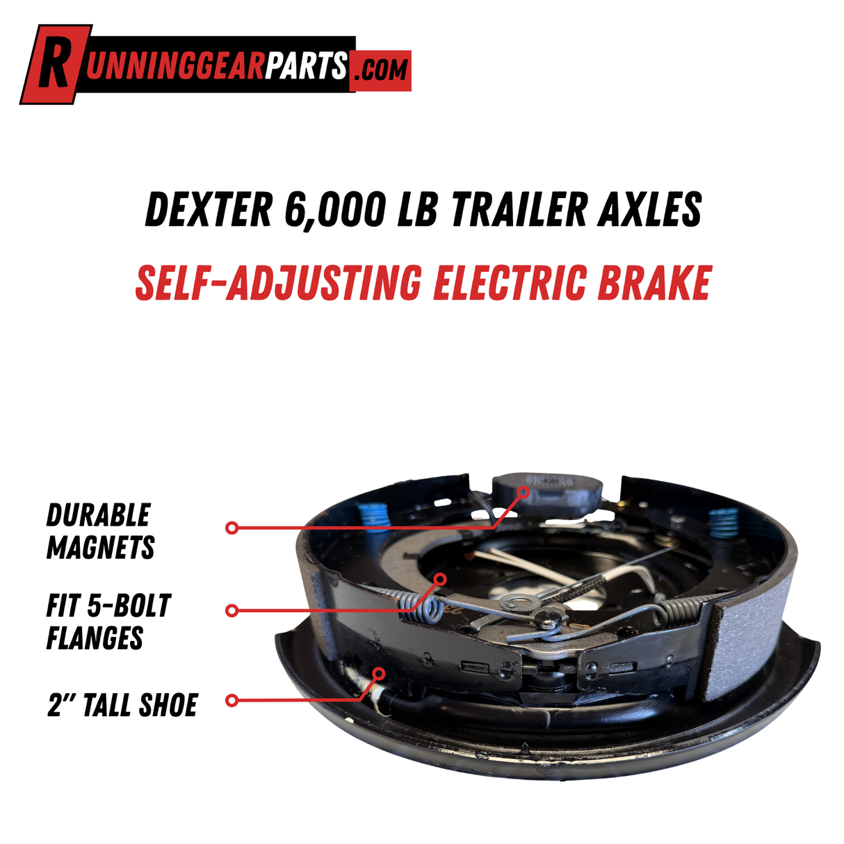Dexter 6,000 lb Trailer Axles Electric Self-Adjusting Brake Assembly, 12" x 2", K23-458-00/K23-459-00