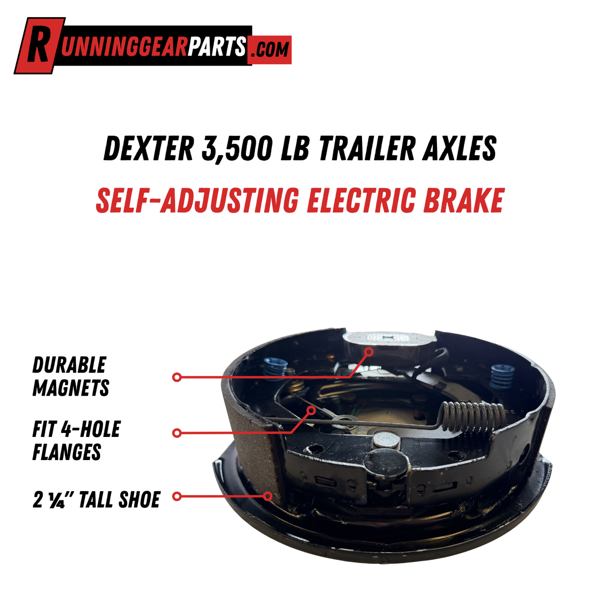 Dexter 3,500 lb Axles Trailer Self-Adjusting Electric Brake Assembly, 10" x 2-1/4", K23-468-00/K23-469-00