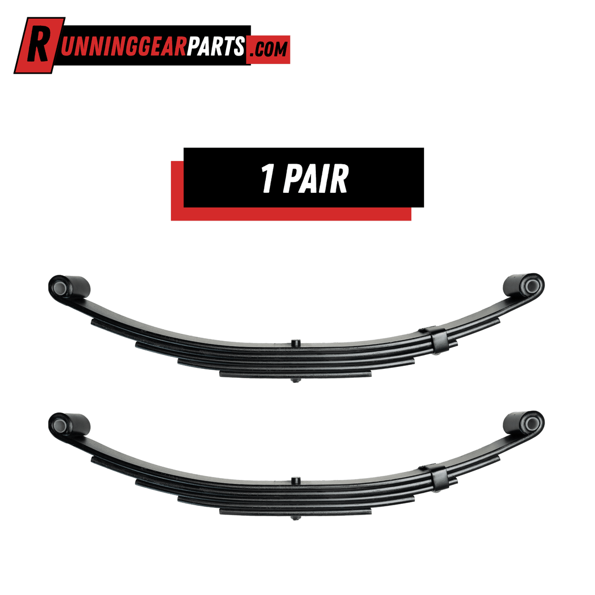 RGP 5,200 - 6,000 lb Axles trailer leaf springs, black steel 5-leaf pair with double-eye bushings.