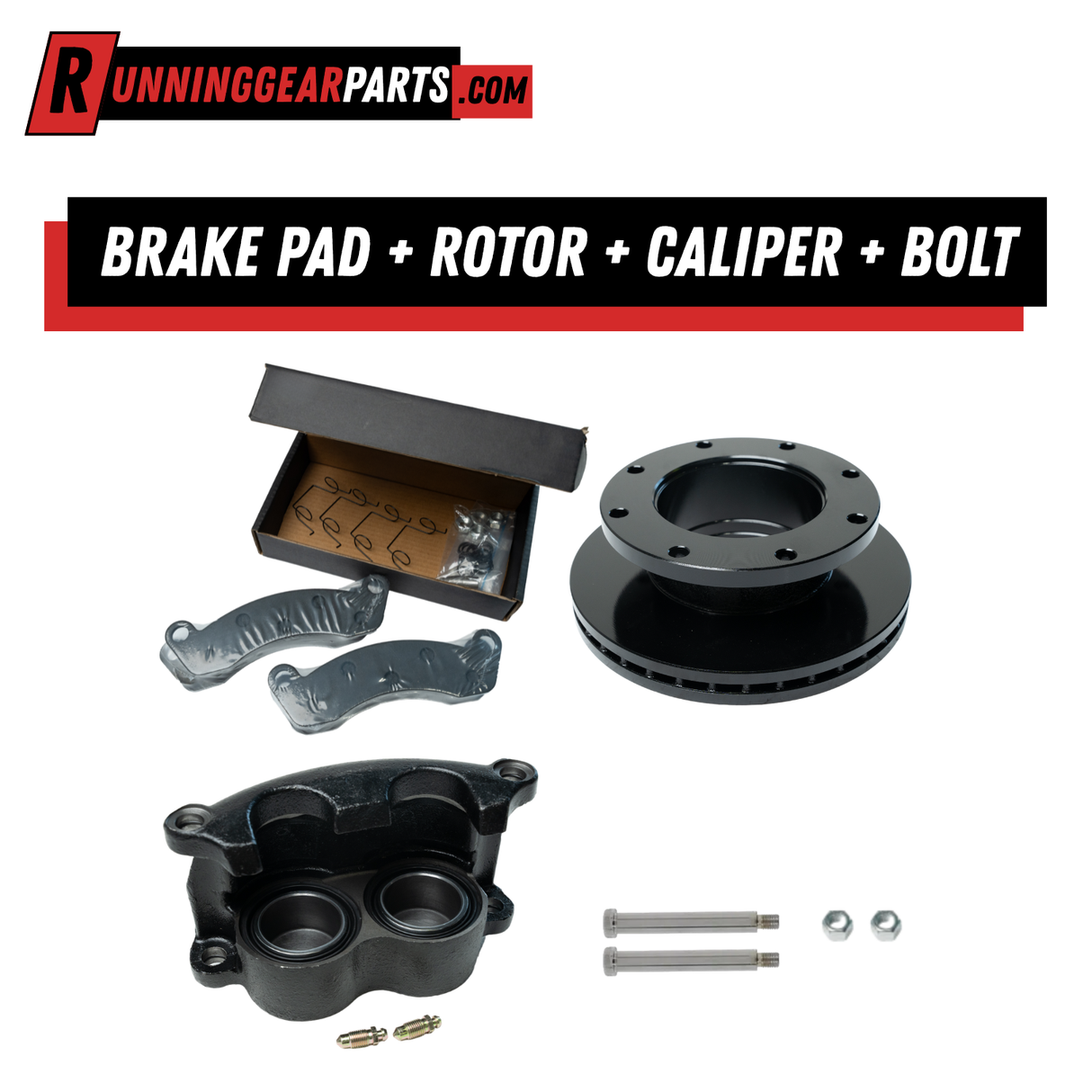 Brake Pad + Rotor + Caliper + Bolt