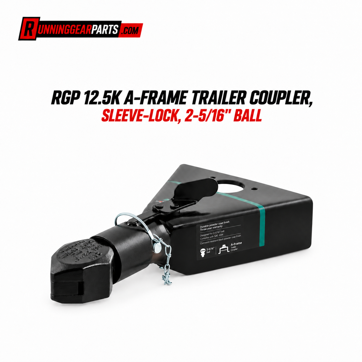 RGP 12.5K A-Frame Trailer Couler with a sleeve-lock mechanism