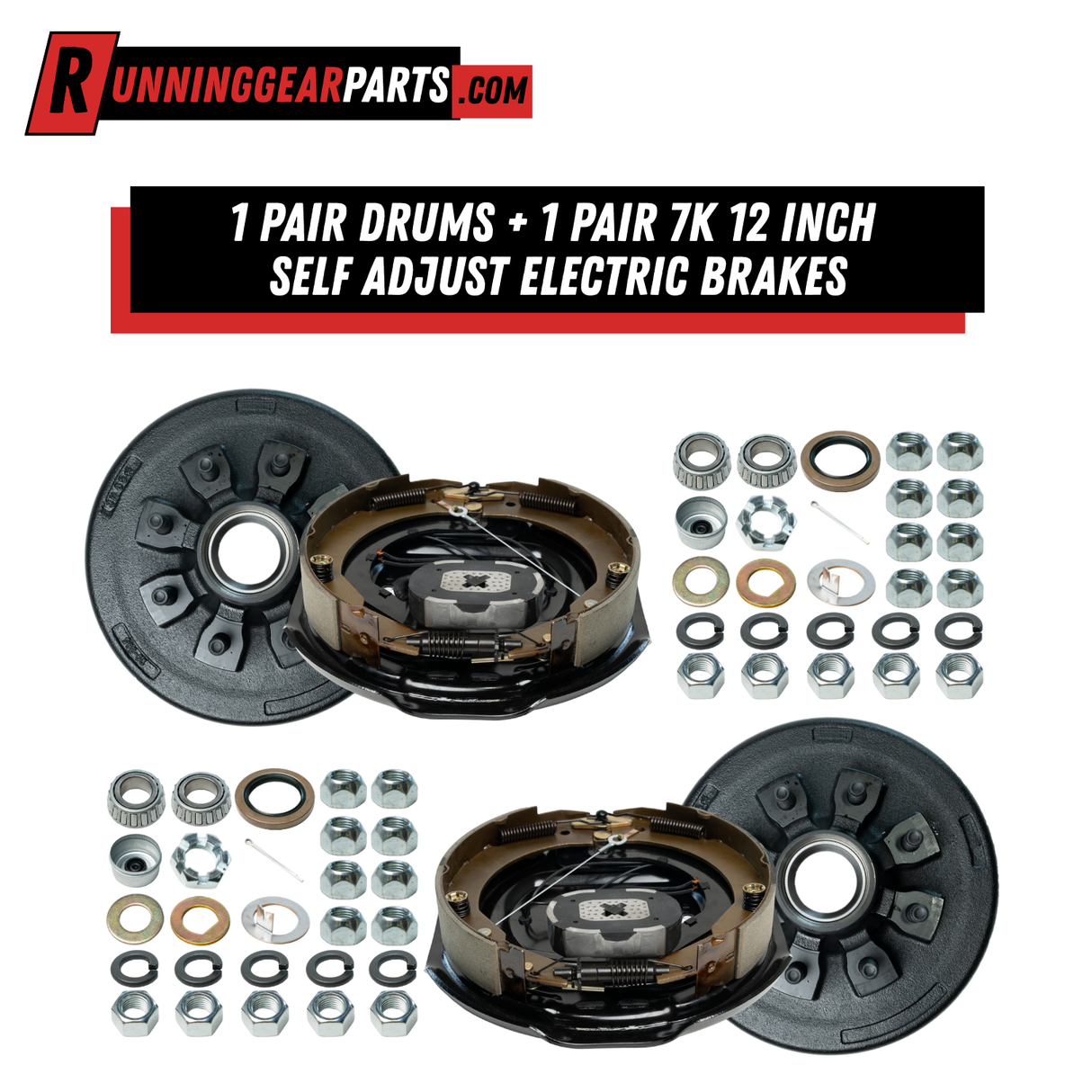 variant: 1 Pair Drums + 1 Pair 7K 12 Inch Self Adjust Electric Brakes