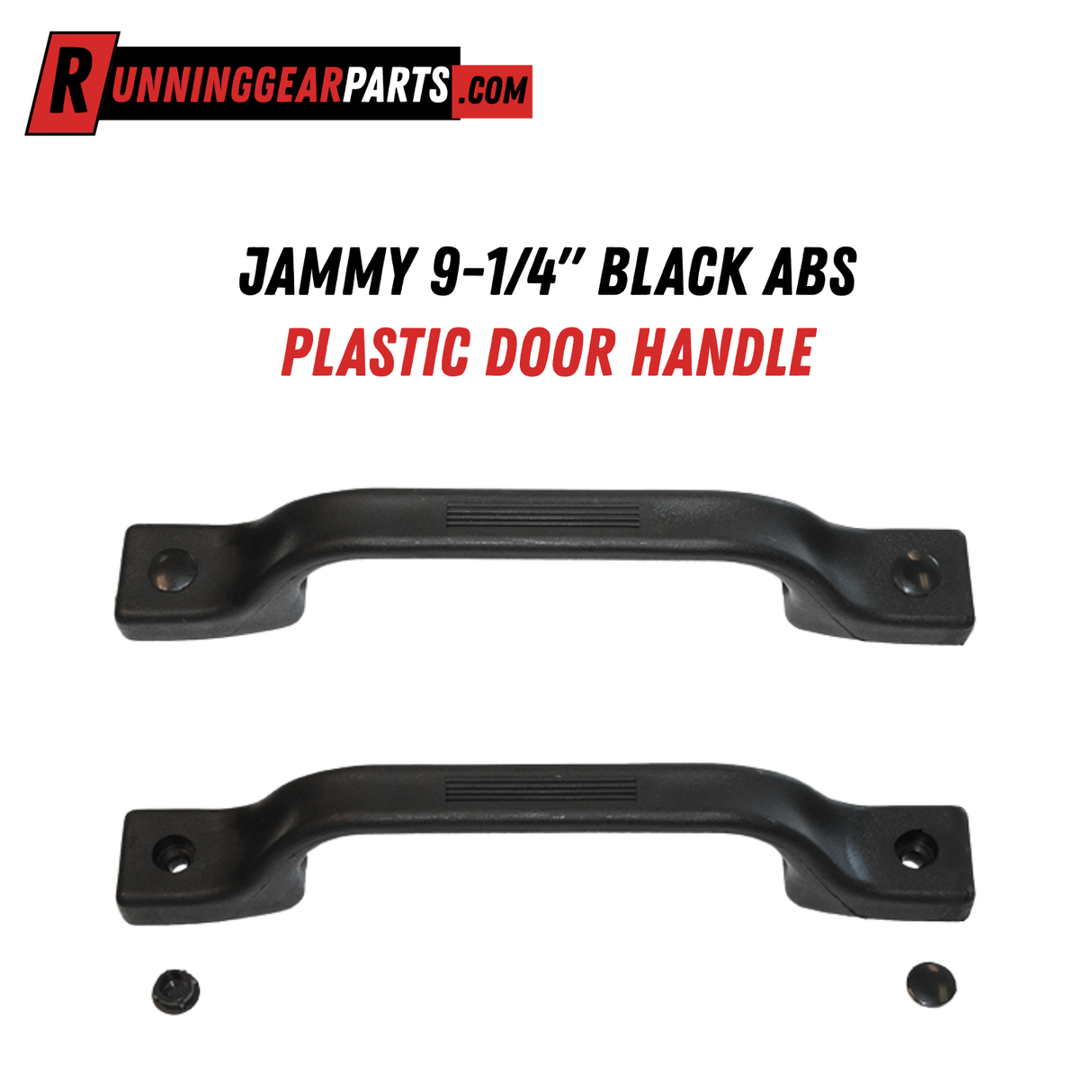 Jammy 9-1/4" Black ABS Plastic Door Handle, Heavy Duty Trailer Cargo Grab Bar, Hardware Grip with Screw Hole Caps, J-19101-B
