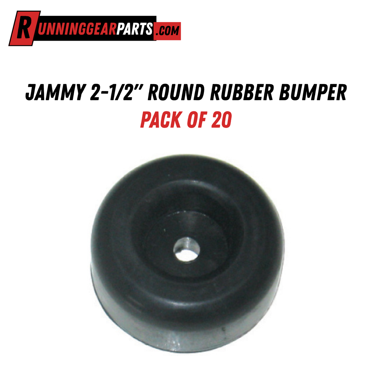 Jammy 2-1/2" Round Rubber Bumper, pack of 20, Heavy Duty Trailer Cargo Door Protection Stop, Ramp Gate Shield Cone, J-B1