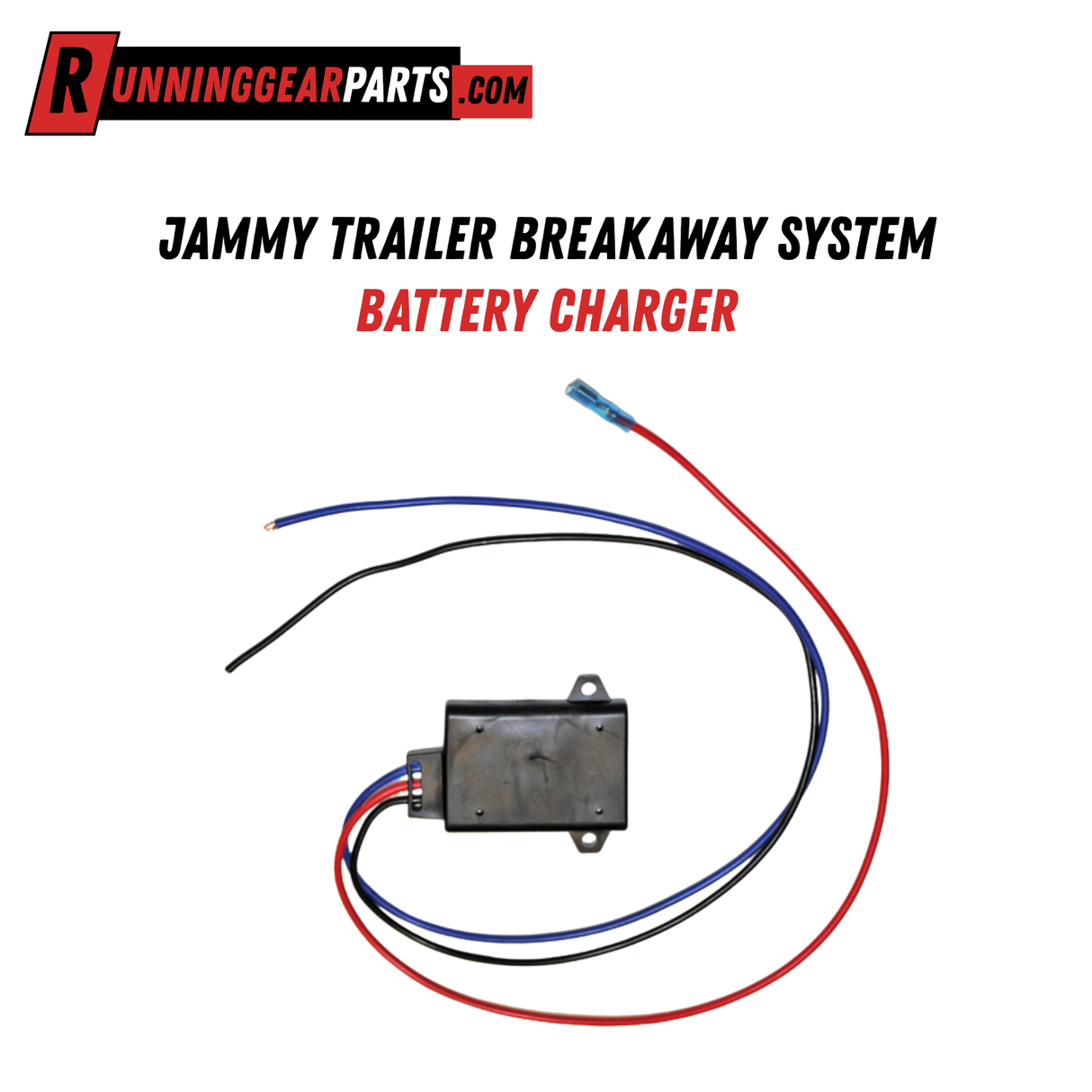 Jammy Trailer Breakaway System Battery Charger, Regulated 12 Volt Lead Acid Battery, 12-14V Input, 15 Inch Leads, J-BCH