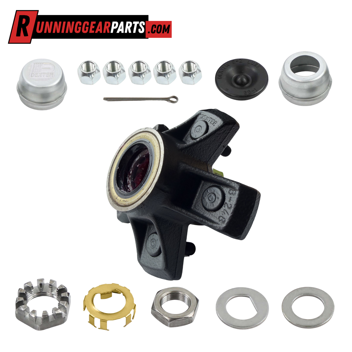 Dexter 3,500 Lb Trailer Axle Idler Hub Kit, 5 on 4-1/2" bolt pattern, 1/2" Stud, Pre-Greased, K08-248-1G