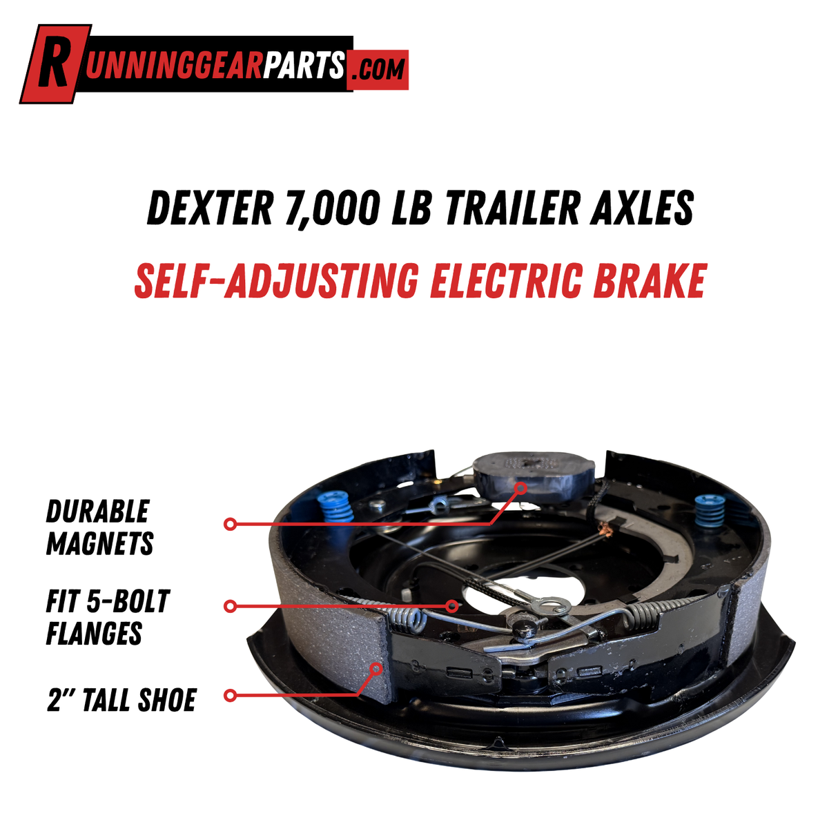 Dexter 7,000 lbs Trailer Axles Self-Adjusting Electric Brake Assembly Kit - 12" x 2", K23-464-00/K23-465-00