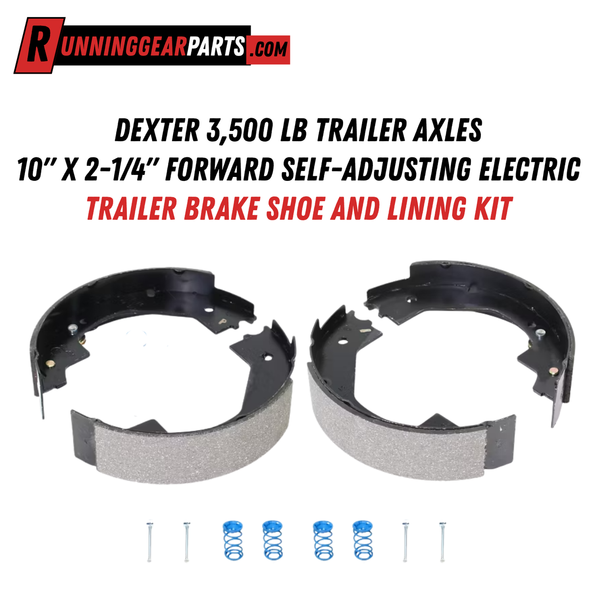Dexter 3,500 lb Trailer Axles 10" x 2-1/4" Forward Self-Adjusting Electric Trailer Brake Shoe and Lining Kit, Left Hand/Right Hand Pair, K71-681/K71-682