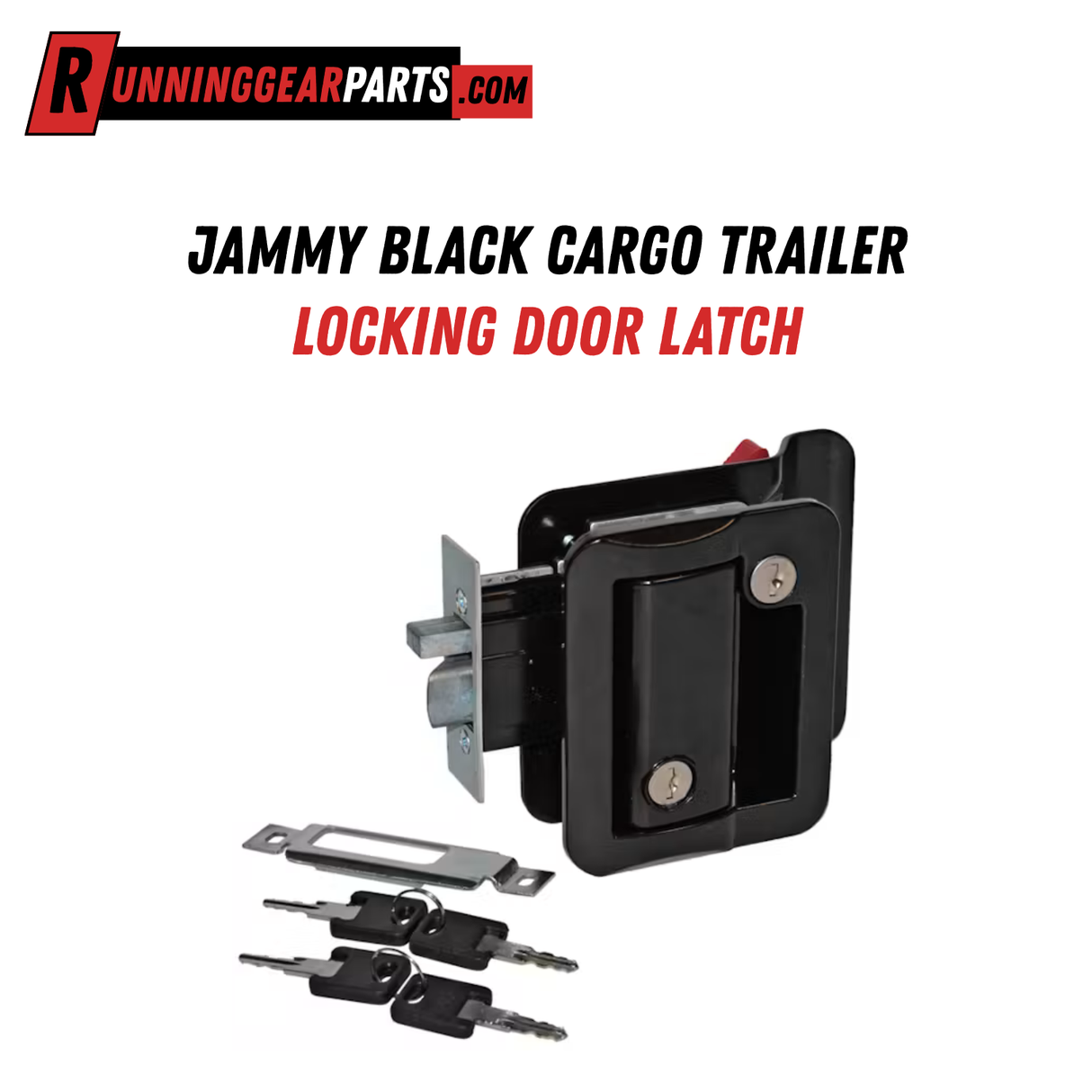 Jammy Black Cargo Trailer Locking Door Latch, Heavy Duty Flush Mount Paddle Deadbolt Handle, RV Enclosed Hauler Security Lock with 4 Keys, TDL01B