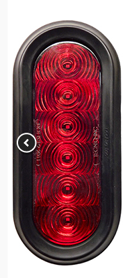 TecNiq 6" Oval 6 LED Stop Turn Tail Grommet Mount Red Lens Pigtail with Grommet, T66-RR0P-1