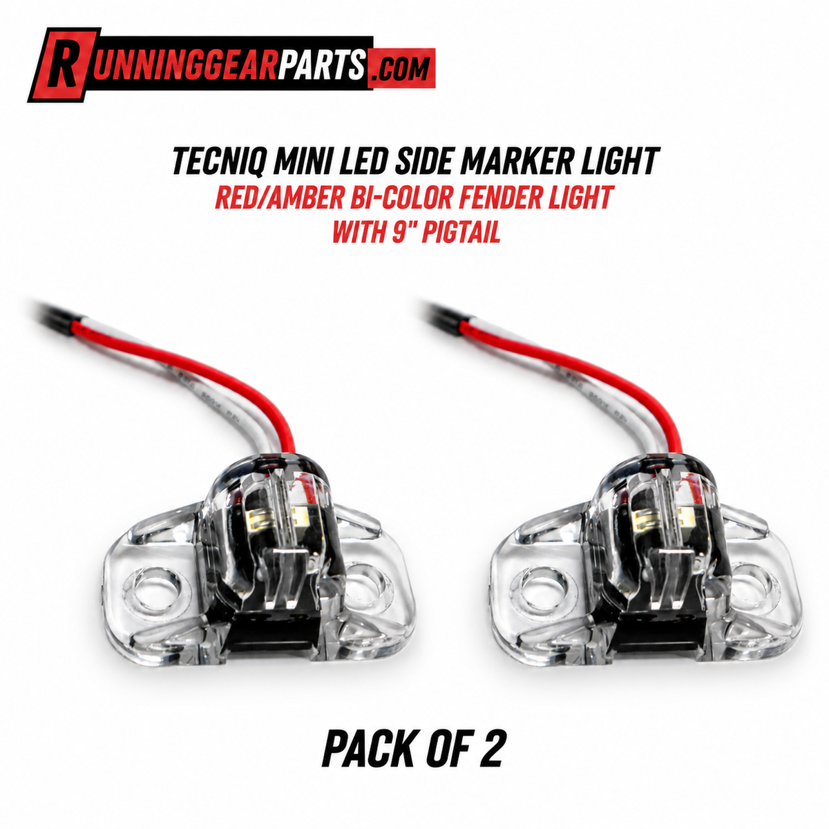 mini LED side marker lights with red and amber bi-color fenders