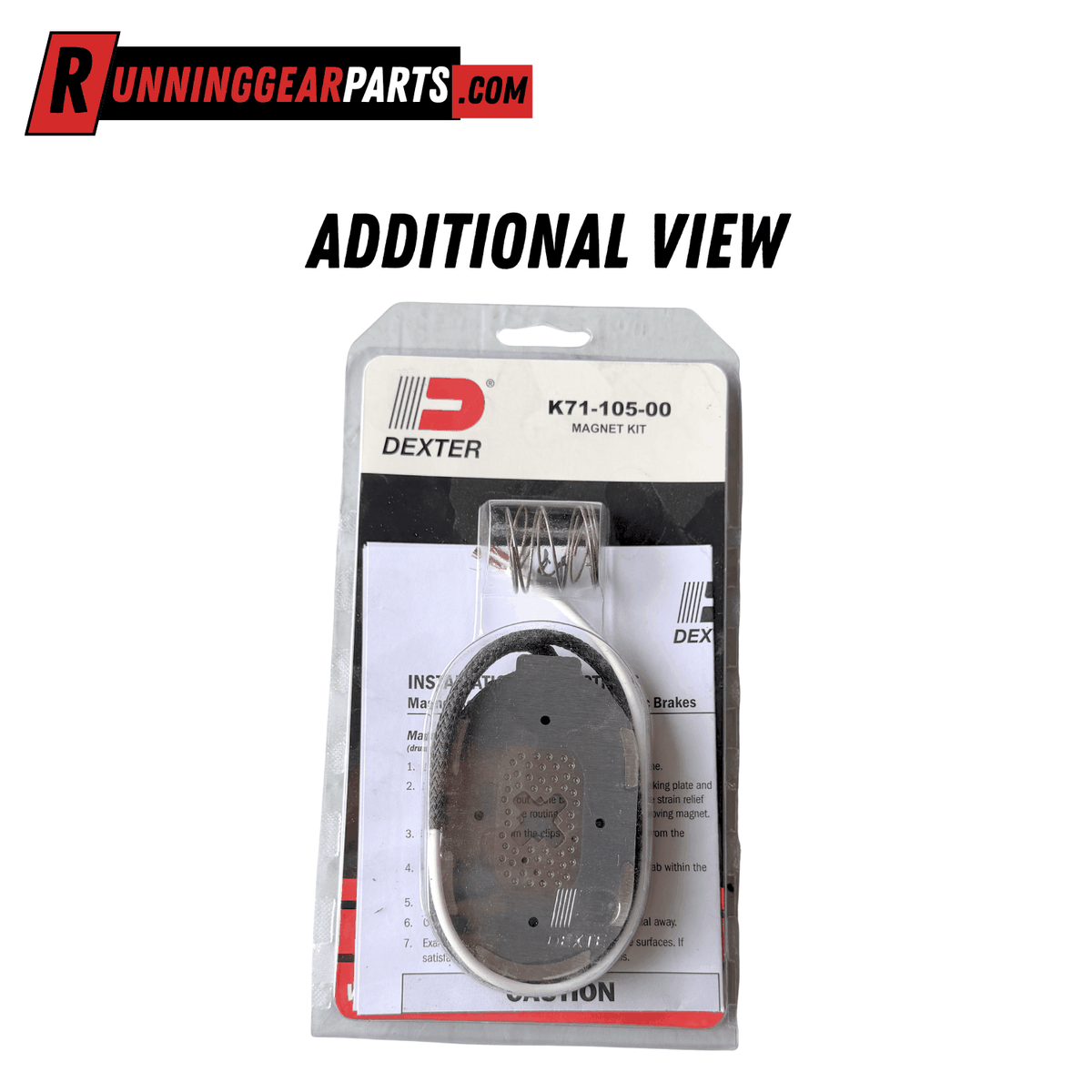 Electric trailer brake magnet kit with a gray metal magnet, springs and retainer, Dexter 5,200 lbs/6,000 lbs Trailer Axles fitment.