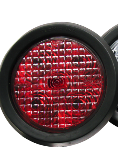 TecNiq 4" Round Stop Turn Tail Lamp Red Lens w/Pig Tail, T40-RR0P-1