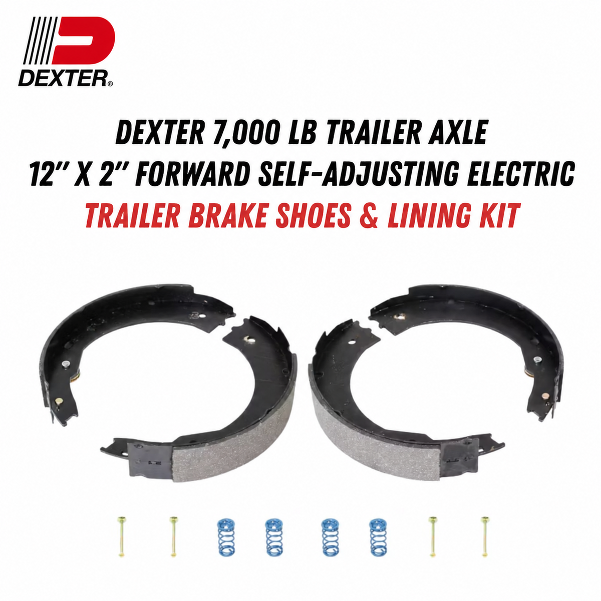 Dexter 12x2 electric trailer brake shoes and lining kit