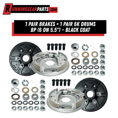 12"x2" Hydraulic Trailer Brakes - Free-Backing - Fits 5.2K-7K Axles - Marine Coated