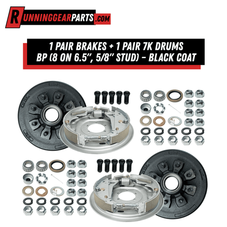 12"x2" Hydraulic Trailer Brakes - Free-Backing - Fits 5.2K-7K Axles - Marine Coated
