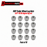 pack of 16 silver metal trailer wheel lug nuts arranged in a grid