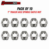 RGP 1" Trailer Axle Spindle Castle Nut, 1"-14 Thread, Silver Zinc Plated