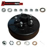 3,500 lbs Trailer Axle Hub & Drum Assembly, 5 on 5.0" Bolt Pattern, Black steel, Pre-Greased