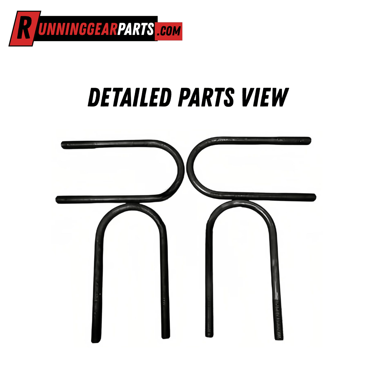 U-bolt kit for 5,200 - 7,000 lb Axles, with four black steel U-bolts in two shapes and threaded ends.