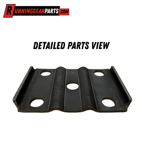 Axle mounting plate for 5,200 - 7,000 lb Axles, black metal with a raised center channel and five holes.