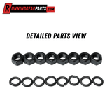 Trailer U-bolt kit for 5,200 - 7,000 lb Axles, with black metal hex nuts and split lock washers.