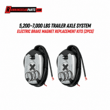 Trailer Axle System electric brake magnet replacement kit with two silver metal magnets, black coiled wires, springs, and clips