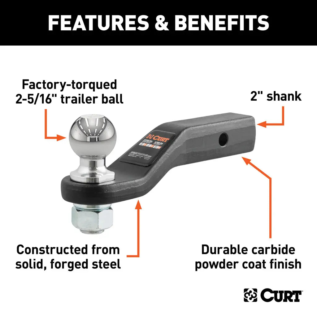CURT Loaded Forged Ball Mount with 2-5/16" Ball, 2" Drop, 15,000 lbs, 45331