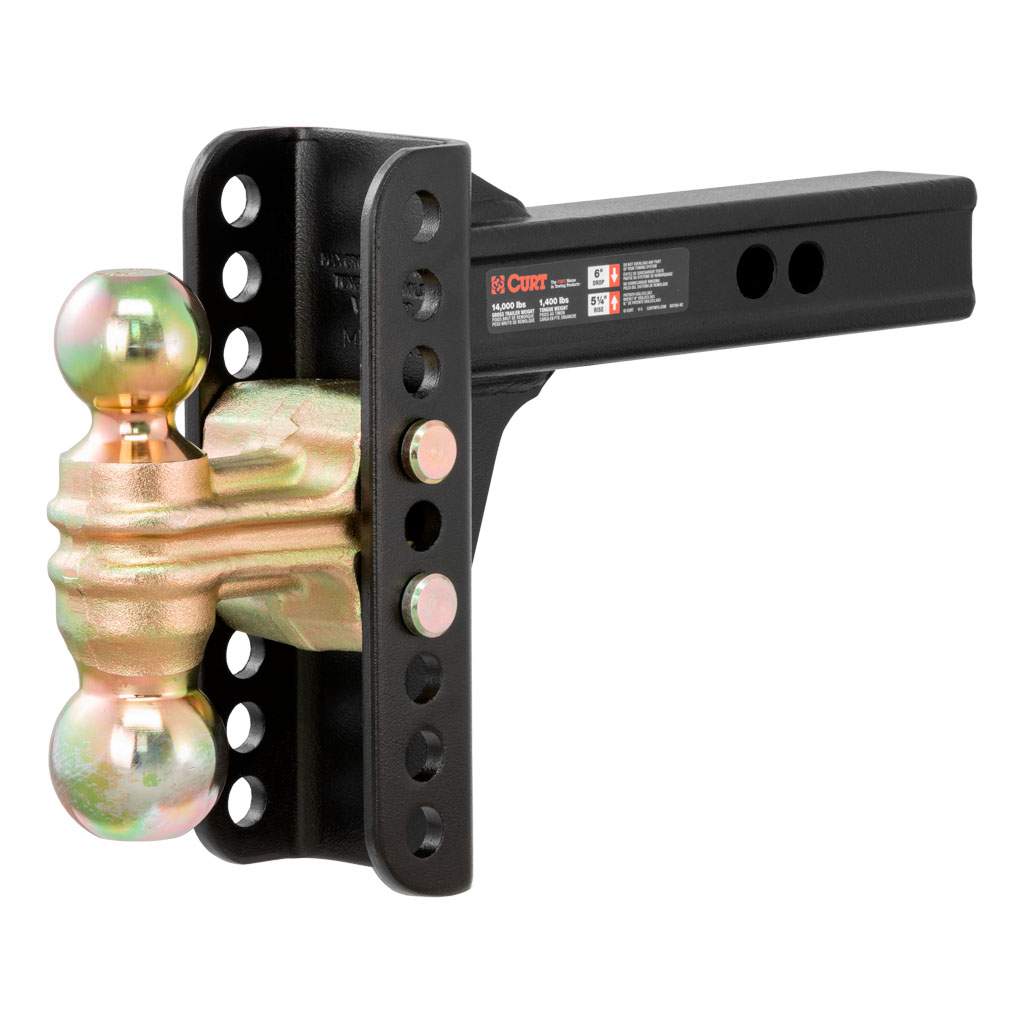 CURT Adjustable Channel Mount Dual Ball Hitch | 2" Shank, 14K, 6" Drop, 45900