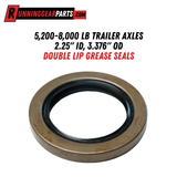 Double lip grease seal for RGP 5,200–7,000 lb Trailer Axle, with a brown metal outer ring and black rubber lip.