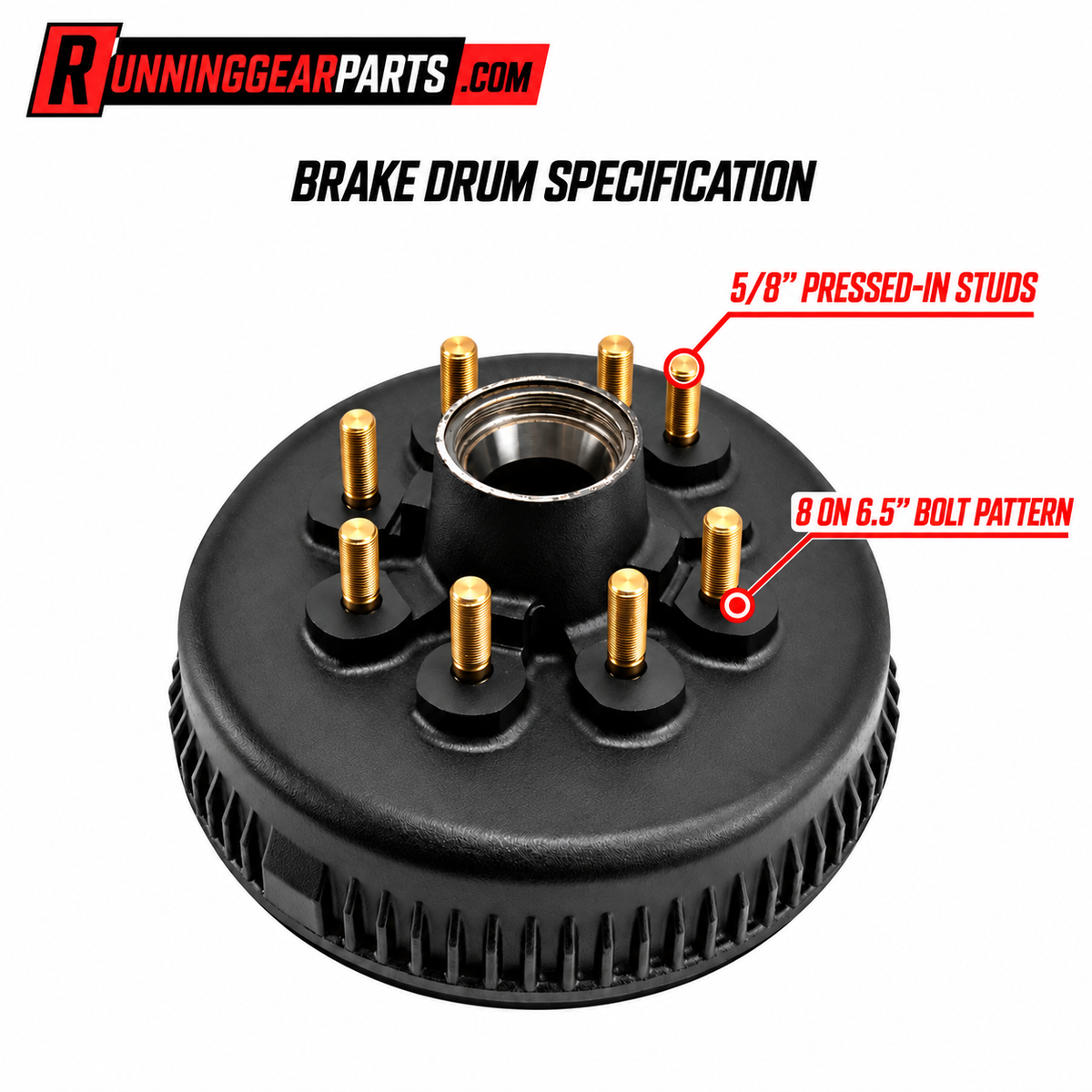 5/8" PRESSED-IN STUDS' and '8 ON 6.5" BOLT PATTERN