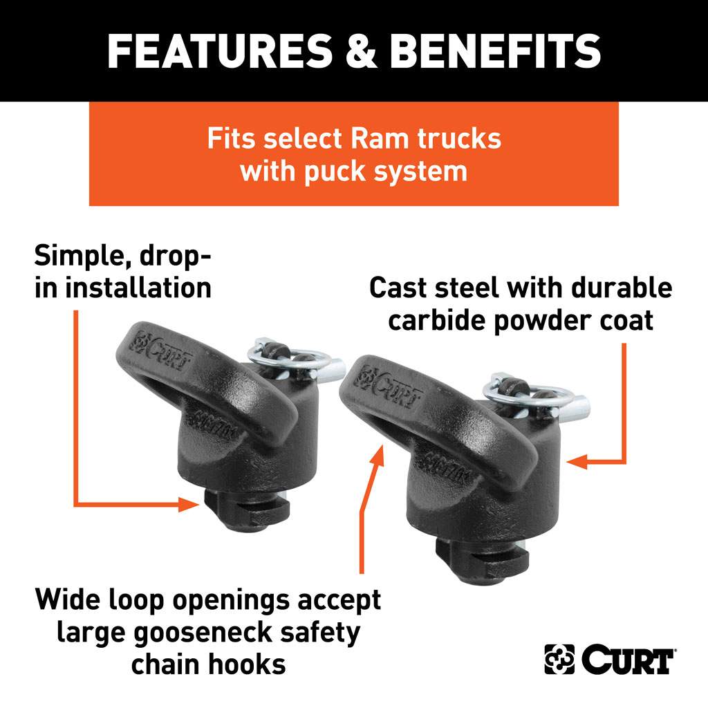 CURT OEM Puck System Gooseneck Safety Chain Anchors Ram 30K, 60617