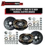 RGP 6,000 lb Trailer Axle drum and brake kit with black drums, metallic electric brakes, and assorted hardware.