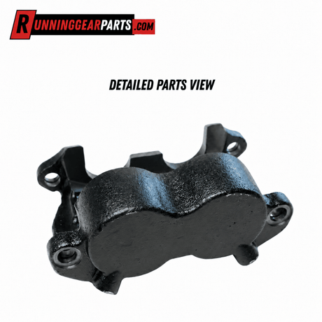 Hydraulic Disc Brake Caliper with a black textured metal finish, twin rounded piston housings and mounting ears.