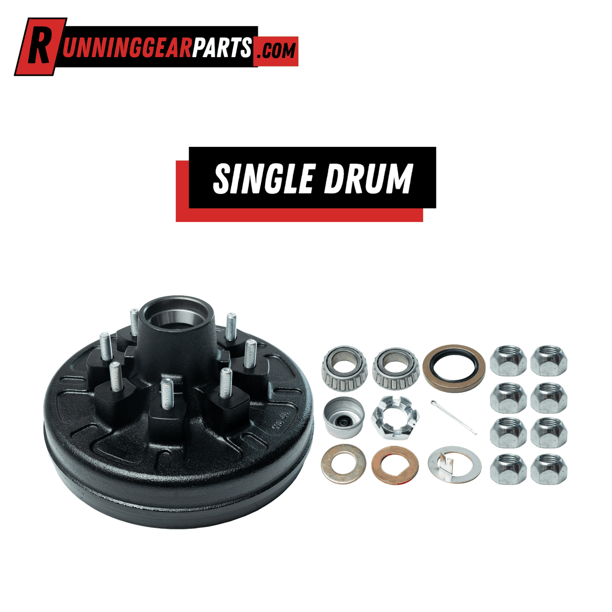 7K Trailer Hub & Drum Assembly | 8 on 6.5 in., 1/2 in. Studs